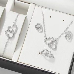 4 Pieces Earrings Necklace
