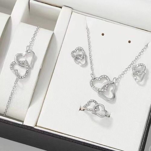 4 Pieces Earrings Necklace